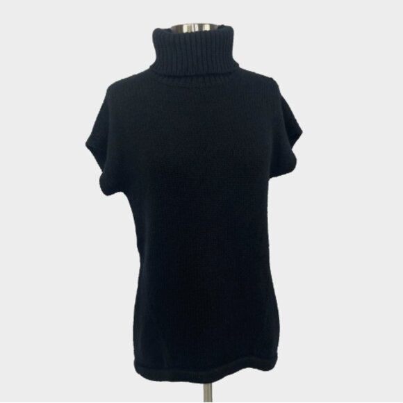 Derek Lam 100% Italian Cashmere Sweater Black Thick Knit Turtleneck - Picture 6 of 12